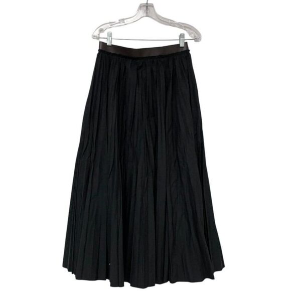 Massimo Dutti Maxi Skirt EU 38 US 6 Black Pleated leather waist 5278/278 NWT - Picture 1 of 10